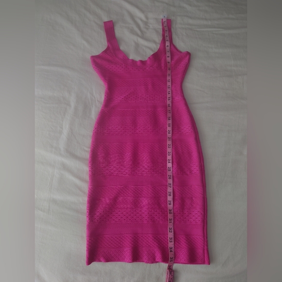 EUC Hot Pink HERVE LEGER Lilykate Mini Dress Small / S $1590 Barbie Neon Bodycon - Picture 8 of 9